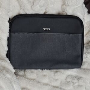 TUMI for Delta Black and Gray Zippered Cosmetic Toiletries Pouch Bag